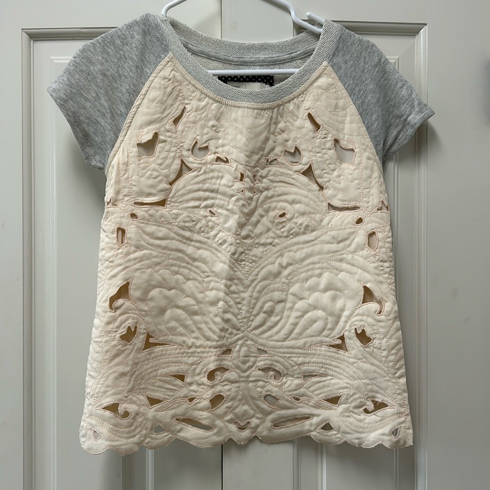 Saturday Sunday XS lace sweatshirt short sleeve top